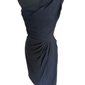 Vintage 1950s Black Silk Size 12 Cocktail Dress by Ferman O'Grady